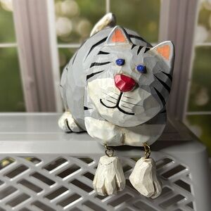 Gray and White Cat Figurine
